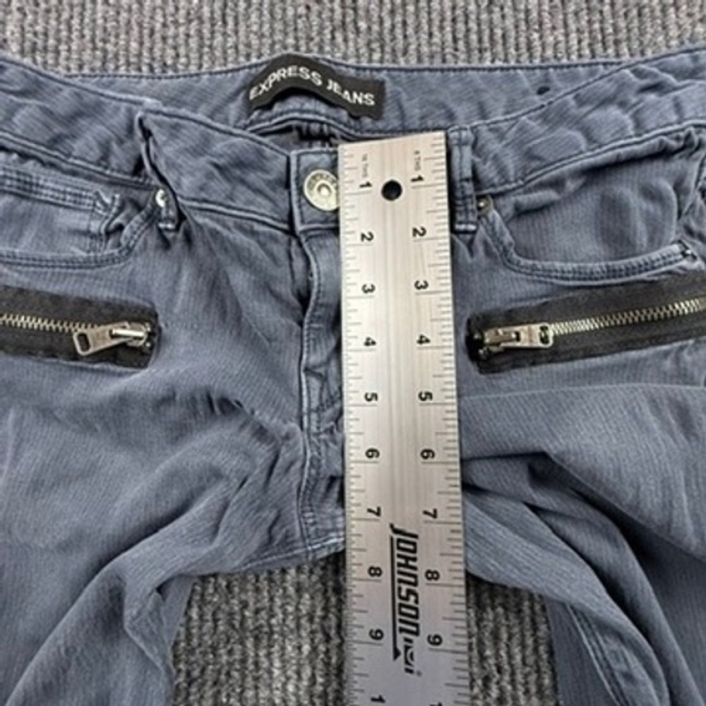 Express Jeans Stella Moto Zipper Ankle Legging Gray Low Rise Womens Size 8R - Picture 8 of 14